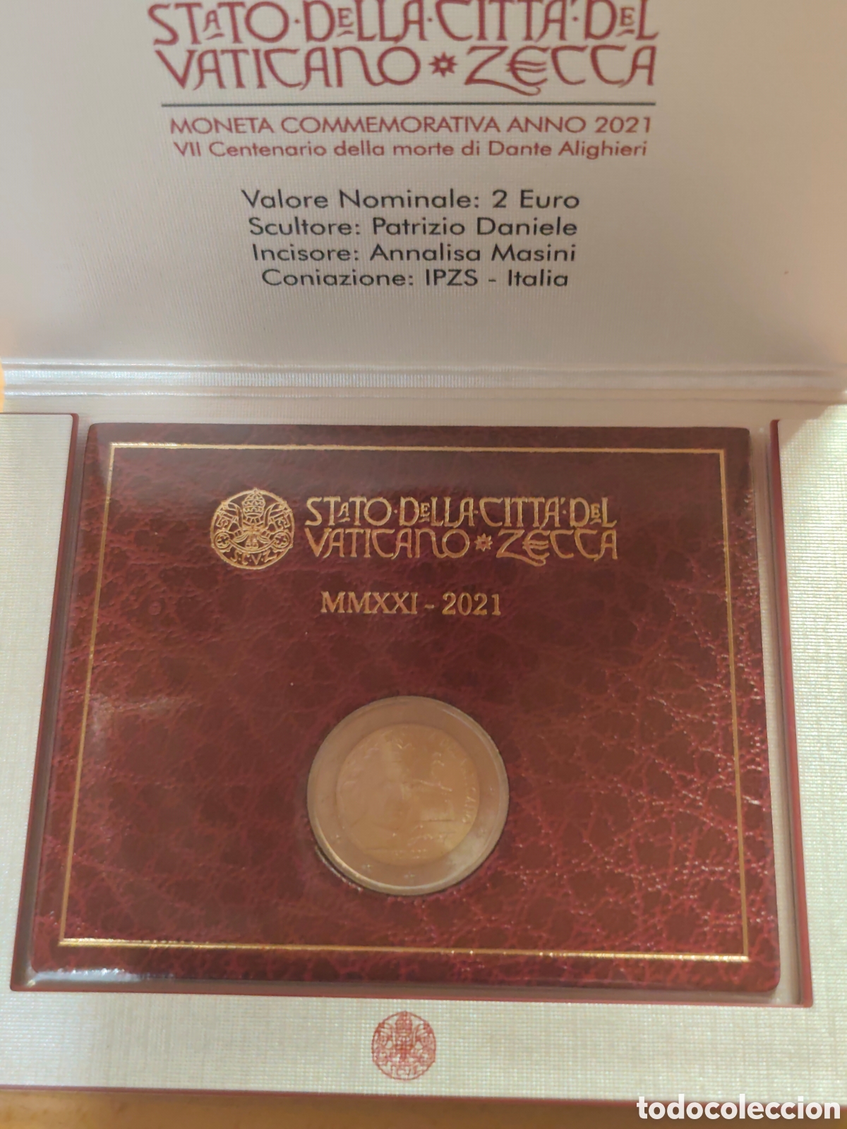 Material numism&aacute;tico: Monedo 2&euro; Vaticano Morte Di Dante Aliguieri - Foto 2