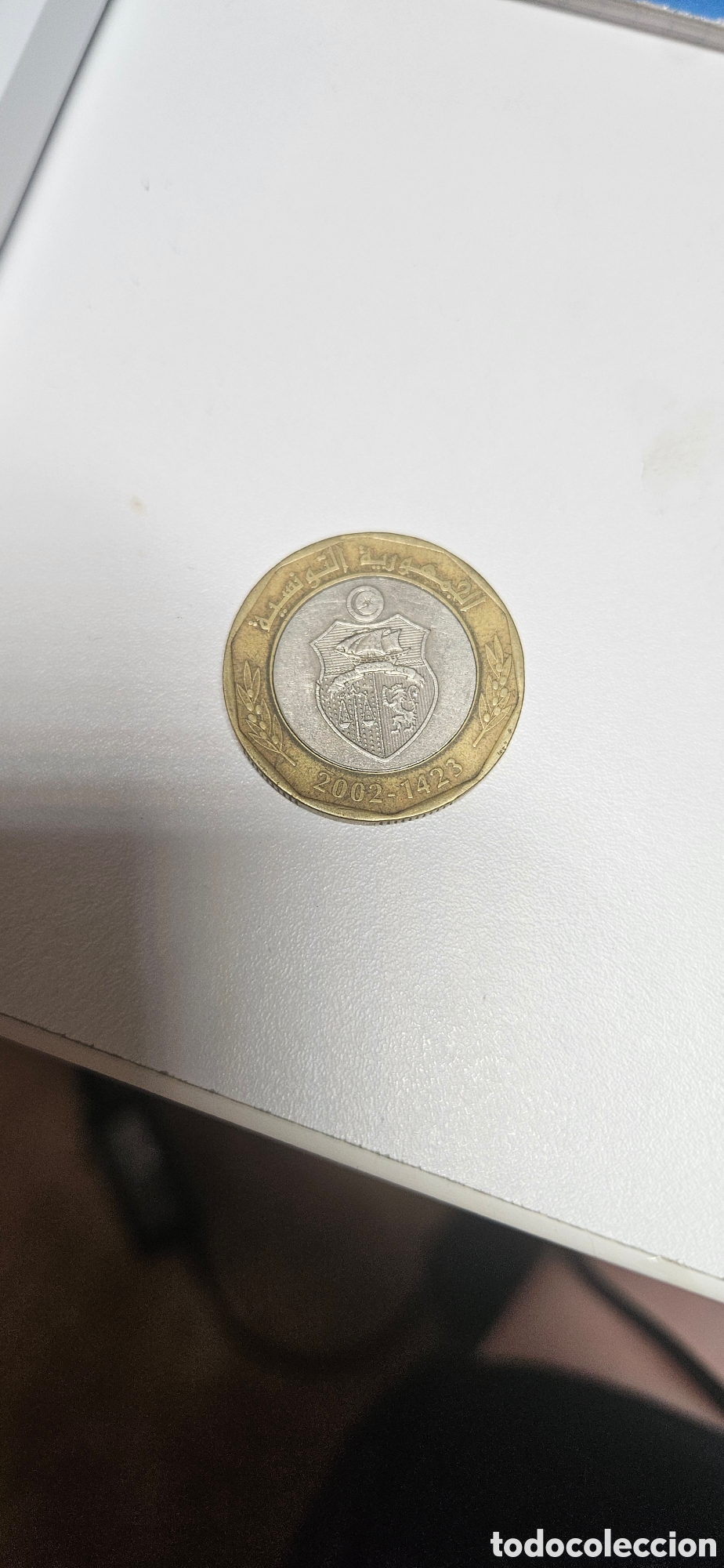 Material numism&aacute;tico: Moneda 5 Dinars T&uacute;nez. 2&deg;Aniversario - Foto 2