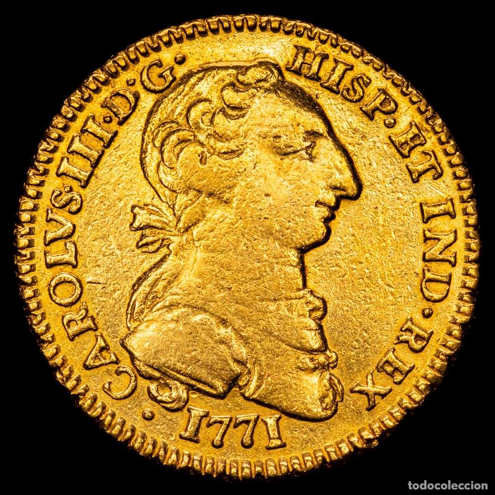 Material numism&aacute;tico: CARLOS III M&Eacute;XICO. KM-129 (AC-1592) &ndash; 2 Escudos 1771 Mo MF. (6,71 g.). VF. MUY RARO.
