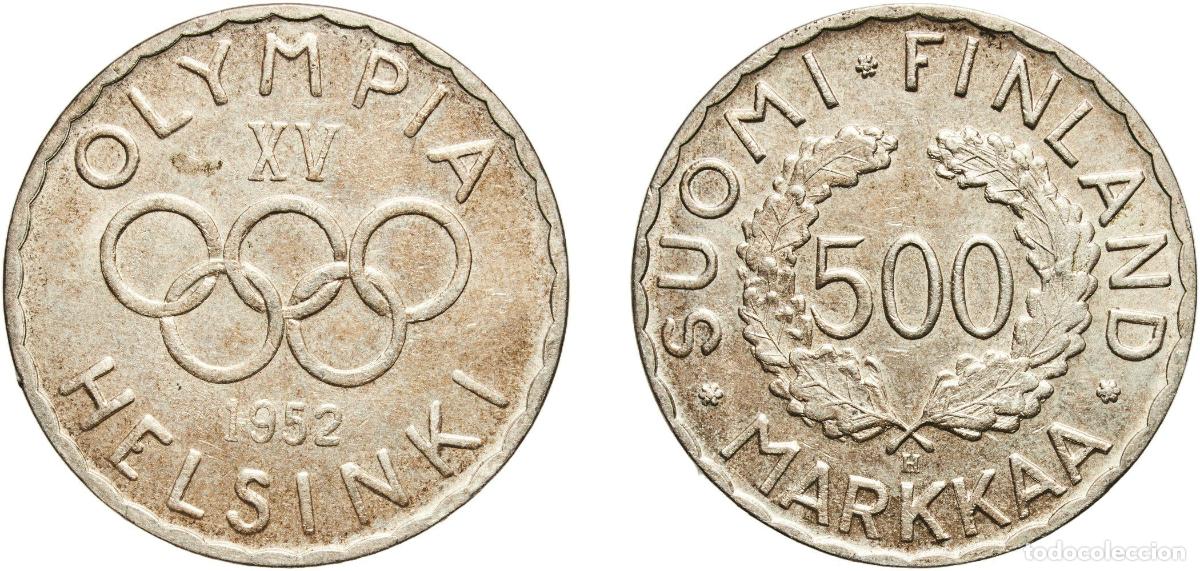 Material numism&aacute;tico: Finland Republic 1952 500 Markkaa (Olympic Games) Silver (.500) (Copper .400, Nickel .100) Mint of
