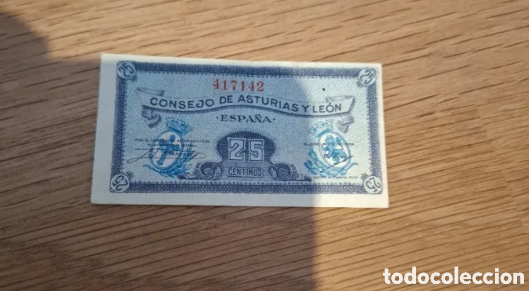 Material numism&aacute;tico: Billete 25 centinos Asturias Le&oacute;n