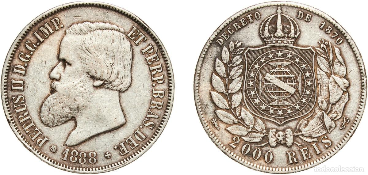 Material numism&aacute;tico: Brazil Empire 1888 2000 R&eacute;is - Pedro II Silver (.9166) Casa da Moeda do Brasil Mint (746788) 25.45g
