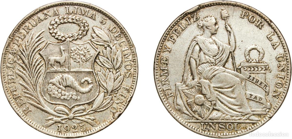 Material numism&aacute;tico: Peru Republic 1925 1 Sol Silver (.500) (Copper .400, Nickel .100) Lima Mint (1004999) 25.13g XF Rim