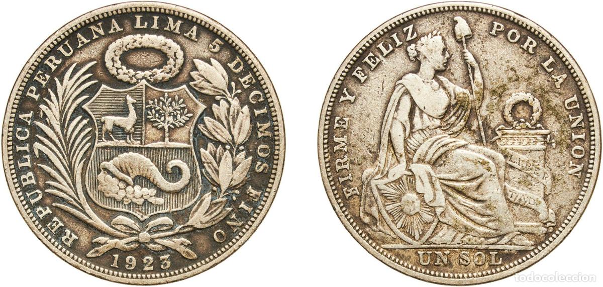 Material numism&aacute;tico: Peru Republic 1923 1 Sol Silver (.500) (Copper .400, Nickel .100) Lima Mint (2369000) 24.74g VF KM