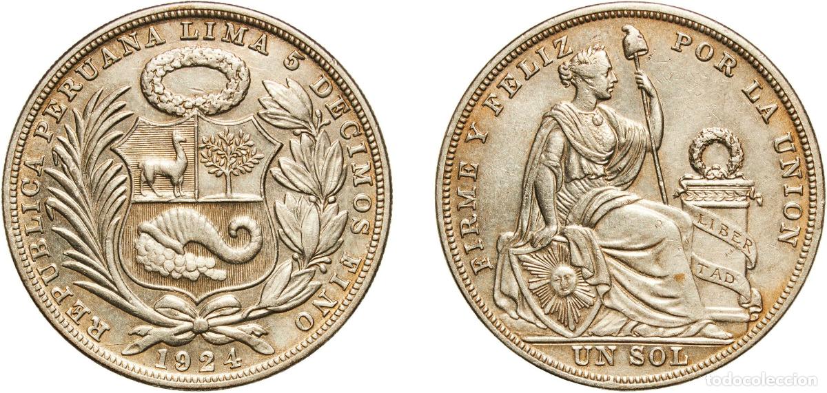 Material numism&aacute;tico: Peru Republic 1924 1 Sol Silver (.500) (Copper .400, Nickel .100) Lima Mint (3113196) 24.95g XF KM