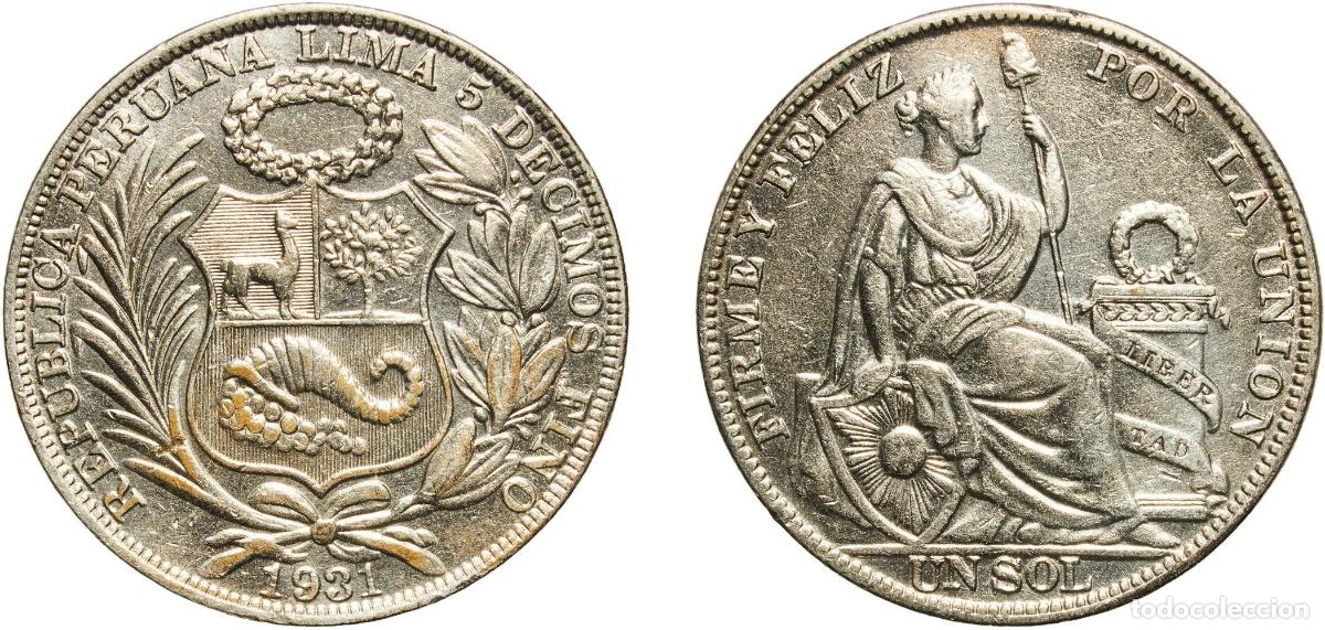 Material numism&aacute;tico: Peru Republic 1931 1 Sol Silver (.500) (Copper .400, Nickel .100) Lima Mint (24000) 24.78g XF KM 2