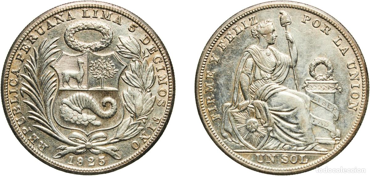 Material numism&aacute;tico: Peru Republic 1925 1 Sol Silver (.500) (Copper .400, Nickel .100) Lima Mint (1291000) 24.95g XF KM