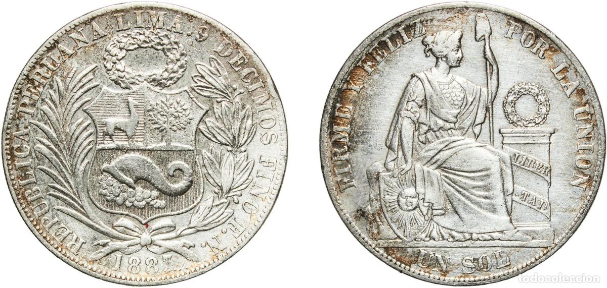 Numismatic Material: Peru Republic 1883 FN 1 Sol Silver (.900) (Copper .100) Lima Mint 24.86g XF KM 196.19
