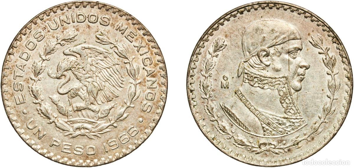Material numism&aacute;tico: Mexico United Mexican States 1966 Mo 1 Peso Billon (.100 silver) (Copper .700, Nickel .100, Zinc .1