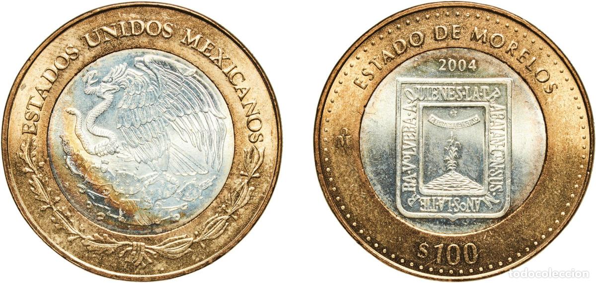 Material numism&aacute;tico: Mexico United Mexican States 2004 Mo 100 Pesos (Morelos) Bimetallic: silver (.925) centre in alumin