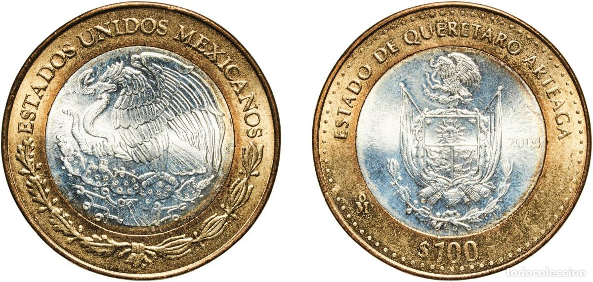Mat&eacute;riel numismatique: Mexico United Mexican States 2004 Mo 100 Pesos (Quer&eacute;taro Arteaga) Bimetallic: silver (.925) centre