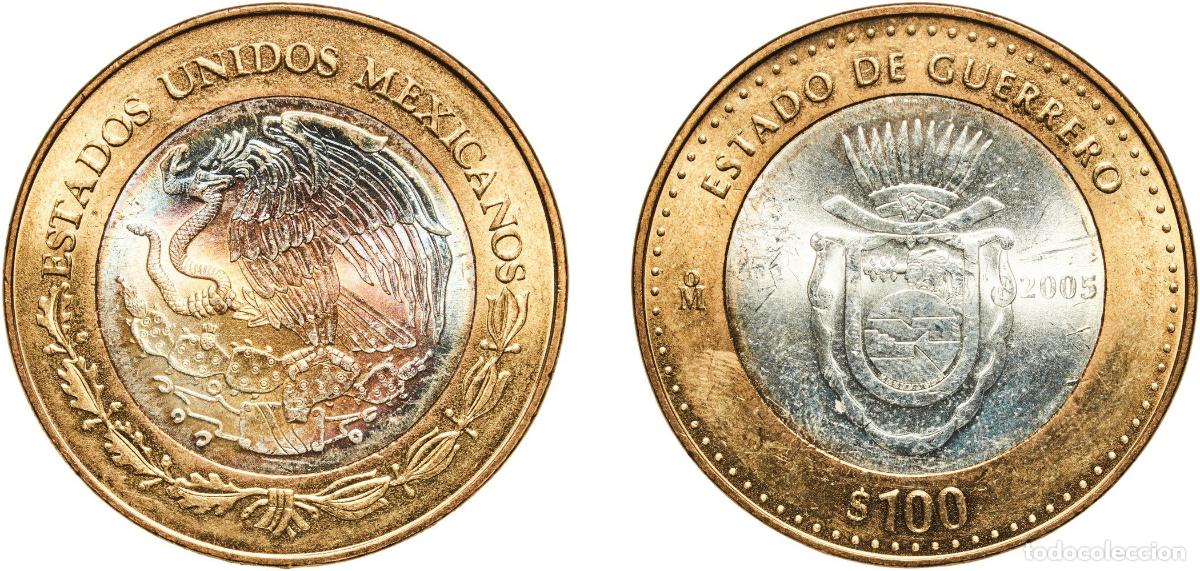Material numism&aacute;tico: Mexico United Mexican States 2005 Mo 100 Pesos (Guerrero) Bimetallic: silver (.925) centre in alumi