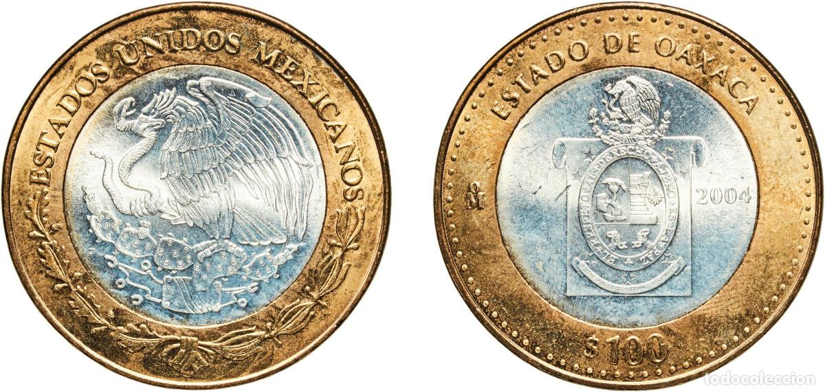 Material numism&aacute;tico: Mexico United Mexican States 2004 Mo 100 Pesos (Oaxaca) Bimetallic: silver (.925) centre in alumini