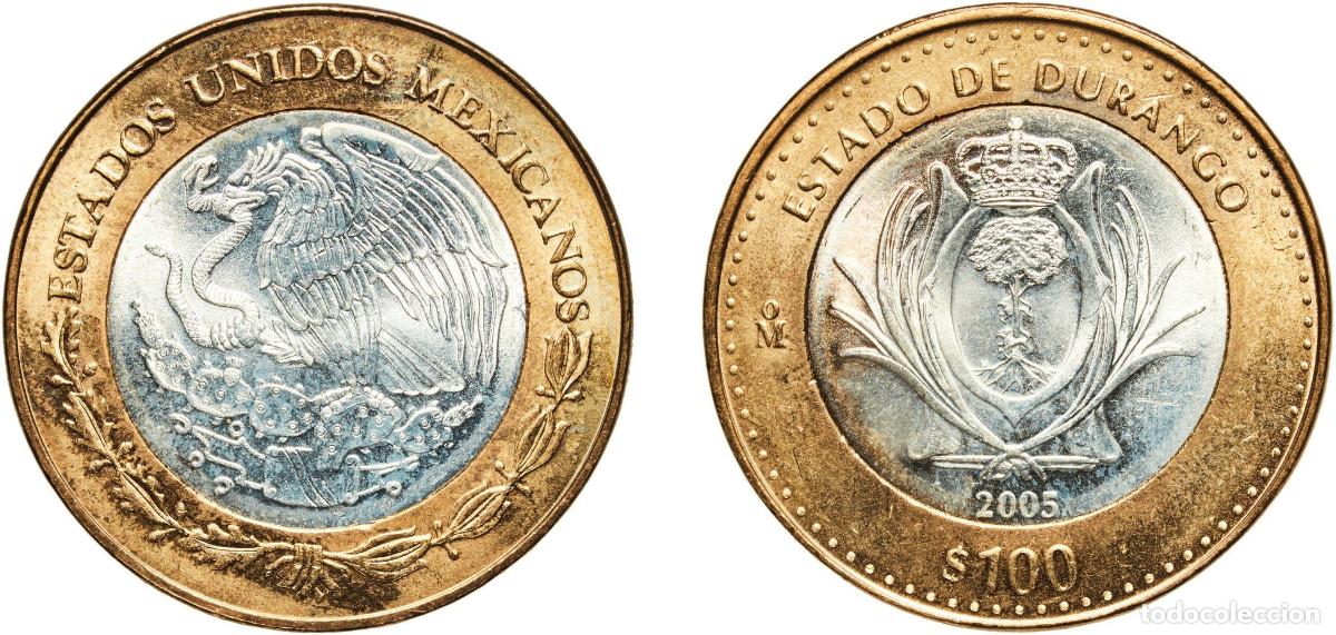 Material numism&aacute;tico: Mexico United Mexican States 2005 Mo 100 Pesos (Durango) Bimetallic: silver (.925) centre in alumin