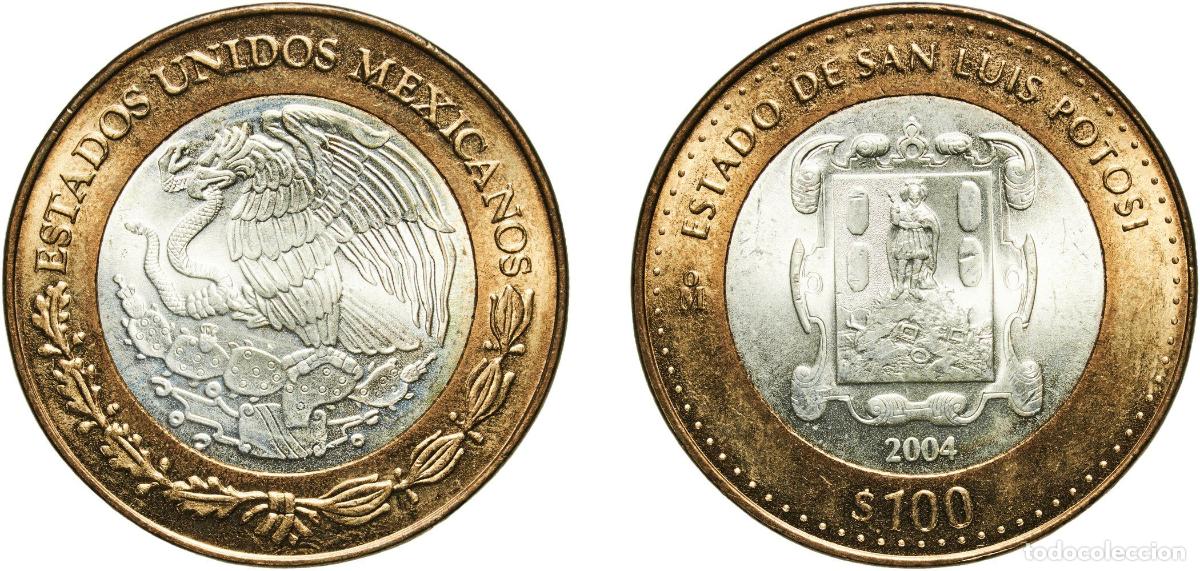 Material numism&aacute;tico: Mexico United Mexican States 2004 Mo 100 Pesos (San Luis de Potos&iacute;) Bimetallic: silver (.925) centr