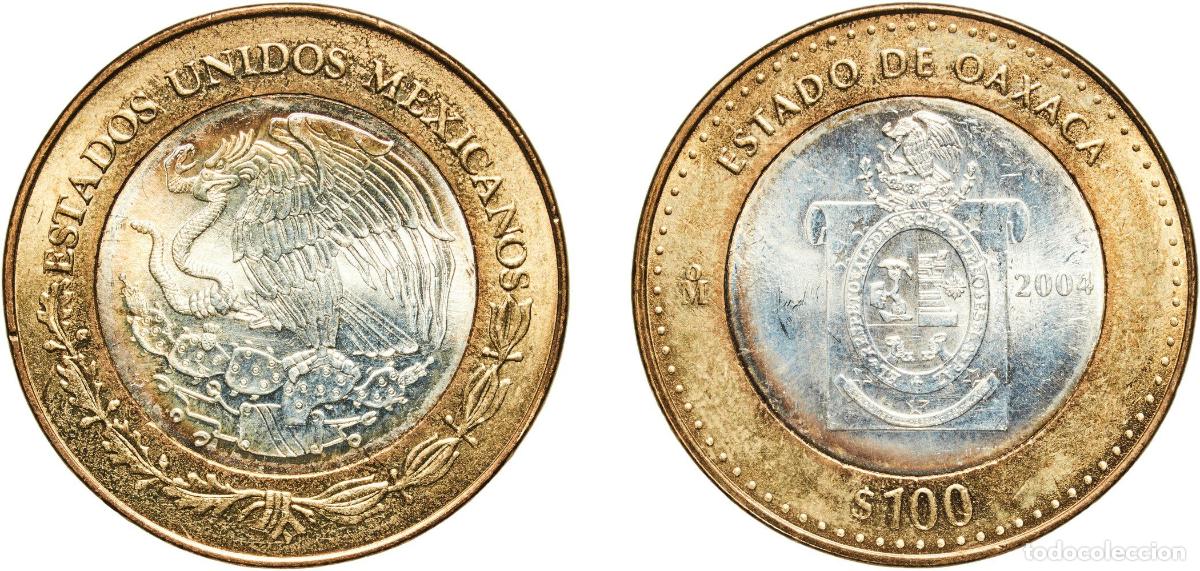 Material numism&aacute;tico: Mexico United Mexican States 2004 Mo 100 Pesos (Oaxaca) Bimetallic: silver (.925) centre in alumini