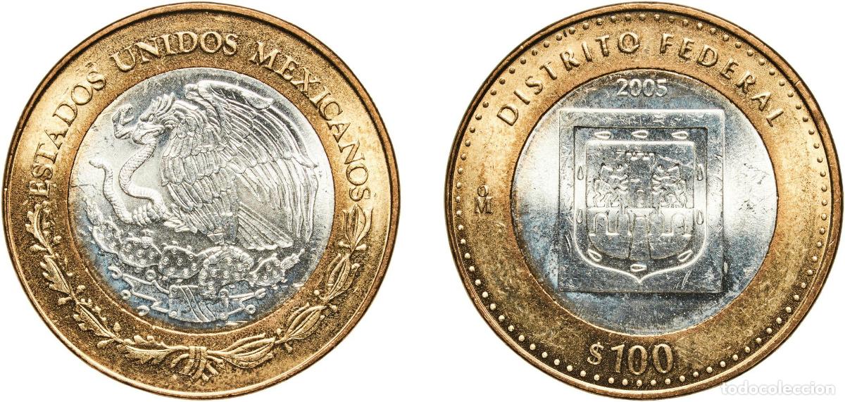 Mat&eacute;riel numismatique: Mexico United Mexican States 2005 Mo 100 Pesos (Distrito Federal) Bimetallic: silver (.925) centre