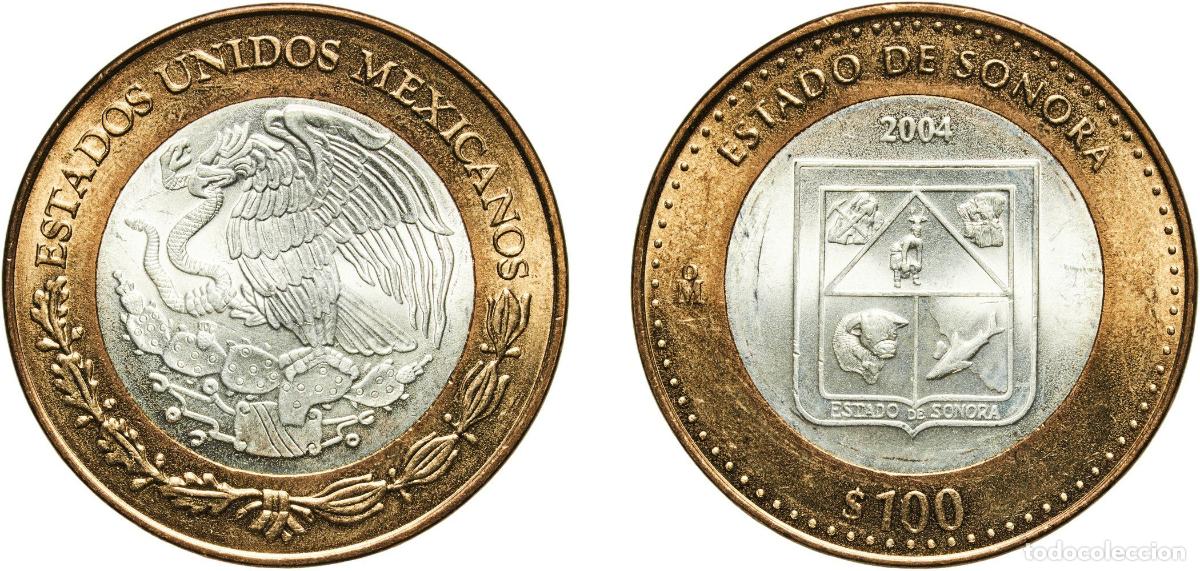 Mat&eacute;riel numismatique: Mexico United Mexican States 2004 Mo 100 Pesos (Sonora) Bimetallic: silver (.925) centre in alumini