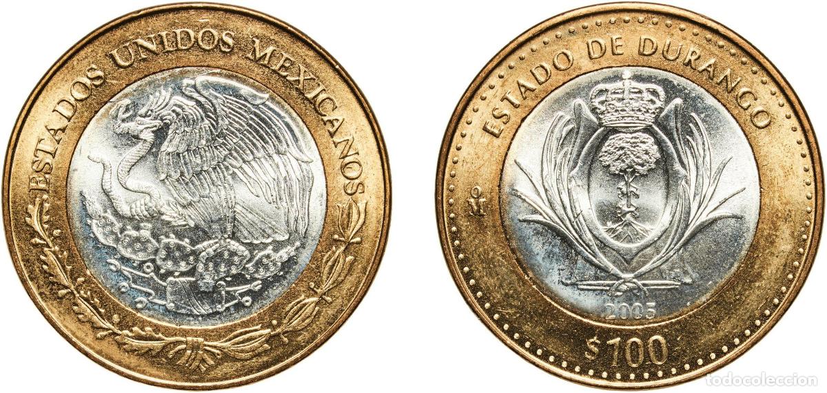 Material numism&aacute;tico: Mexico United Mexican States 2005 Mo 100 Pesos (Durango) Bimetallic: silver (.925) centre in alumin