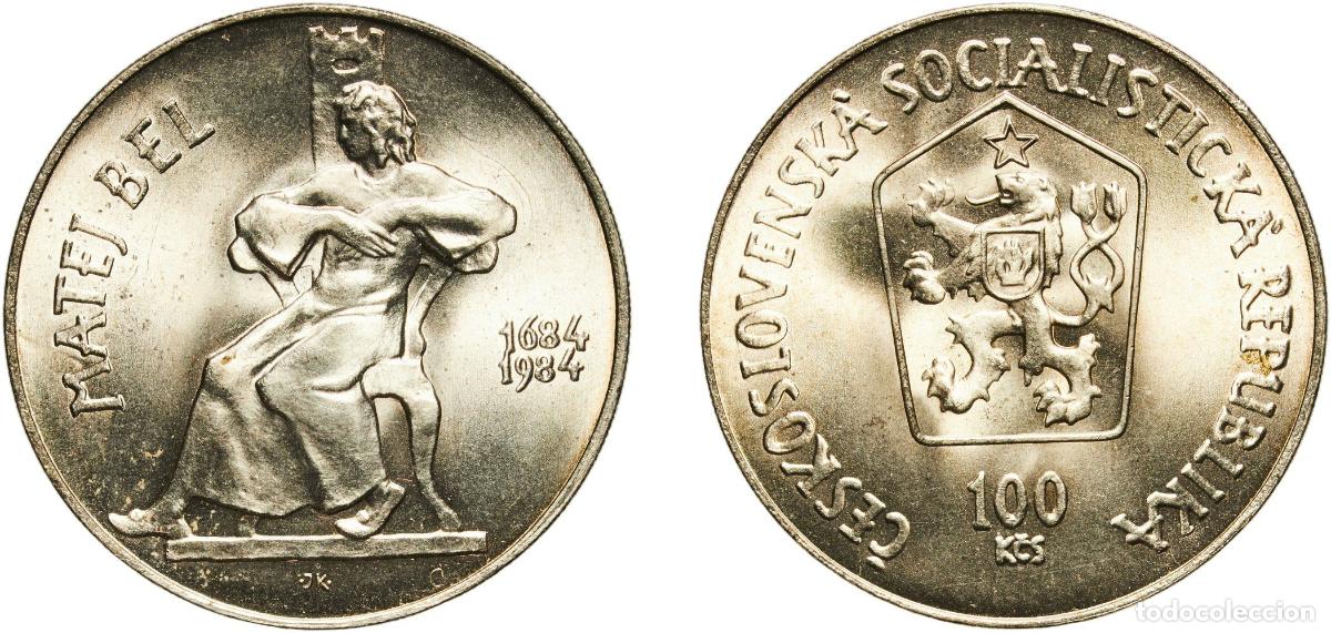 Material numism&aacute;tico: Czechoslovakia Socialist Republic 1984 100 Korun (Matej Bel) Silver (.500) (Copper .400, Nickel .05