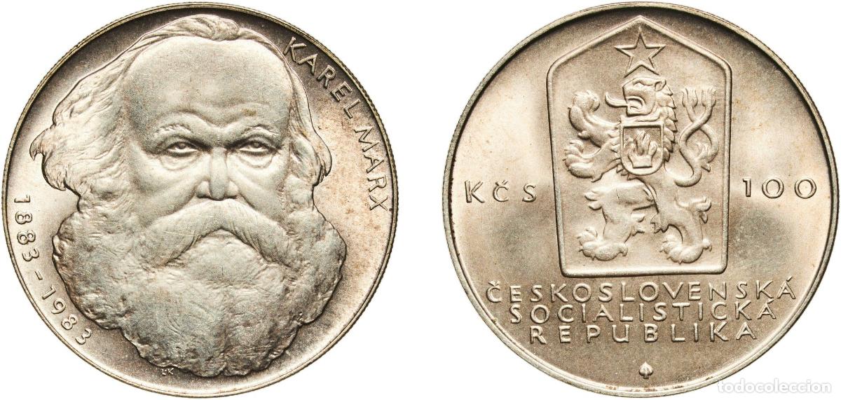 Material numism&aacute;tico: Czechoslovakia Socialist Republic 1983 100 Korun (Karl Marx) Silver (.500) (Copper .400, Nickel .05