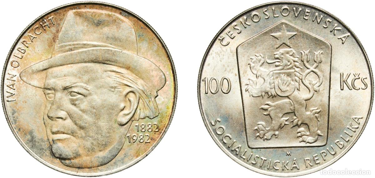 Material numism&aacute;tico: Czechoslovakia Socialist Republic 1982 100 Korun (Ivan Olbracht) Silver (.500) (Copper .400, Nickel