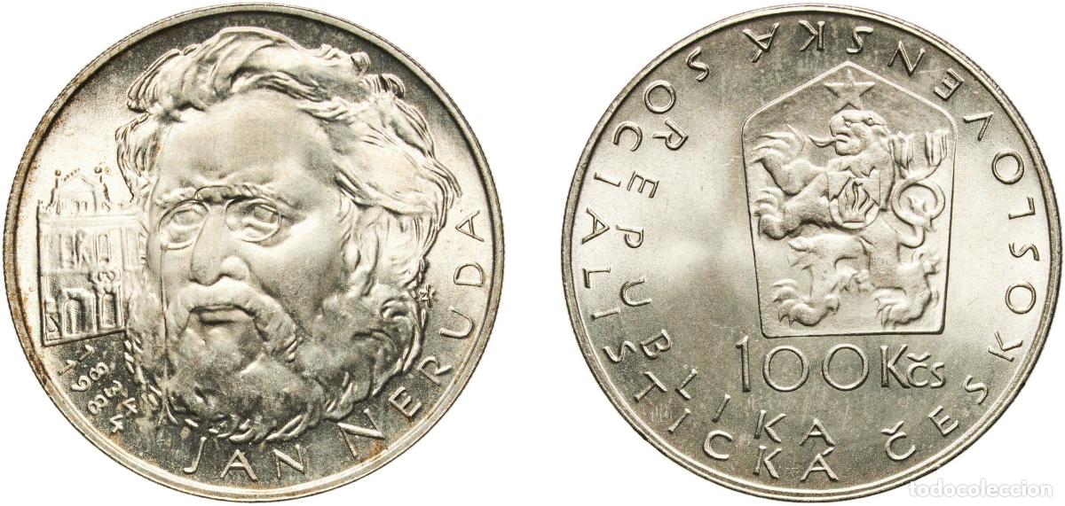 Material numism&aacute;tico: Czechoslovakia Socialist Republic 1984 100 Korun (Jan Neruda) Silver (.500) (Copper .400, Nickel .0