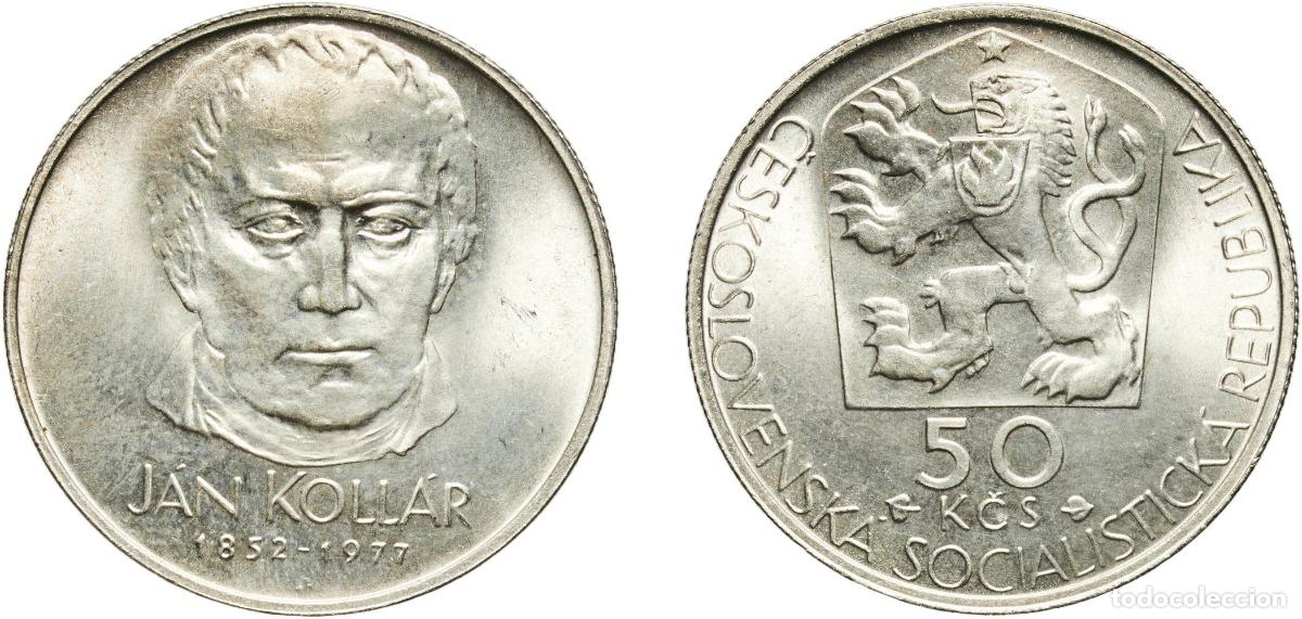 Material numism&aacute;tico: Czechoslovakia Socialist Republic 1977 50 Korun (Jan Koll&aacute;r) Silver (.700) (Copper .300) (75000) 13