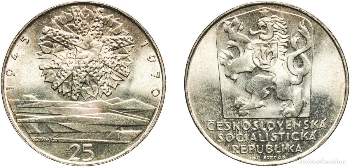 Material numism&aacute;tico: Czechoslovakia Socialist Republic 1970 25 Korun (Czech Liberation) Silver (.500) (95000) 10.03g UNC
