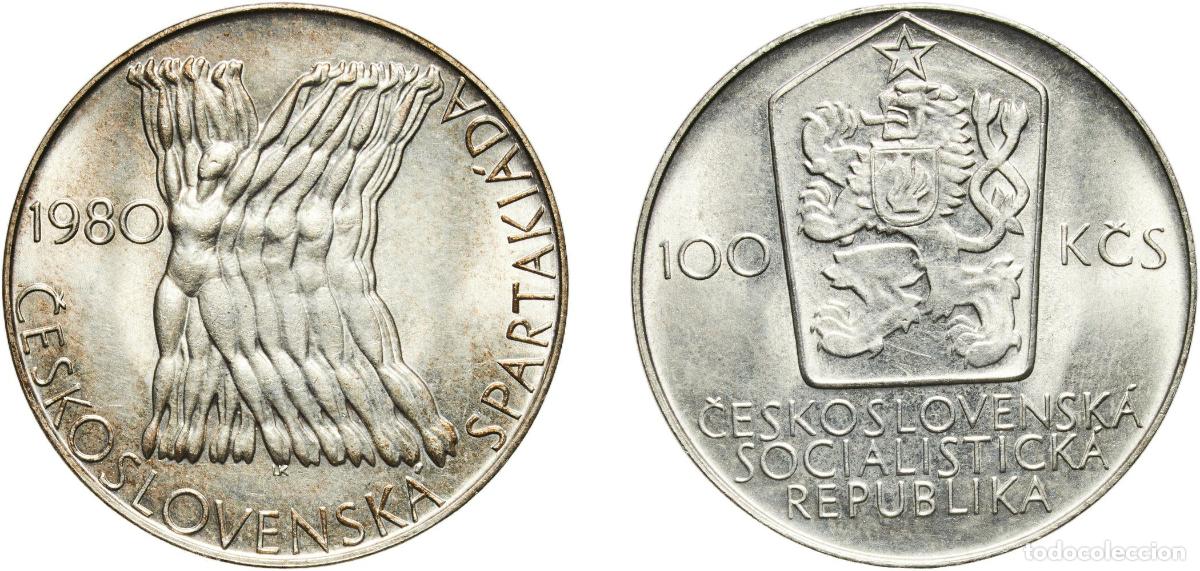 Material numism&aacute;tico: Czechoslovakia Socialist Republic 1980 100 Korun (Spartakiade Games) Silver (.500) (Copper .400, Ni