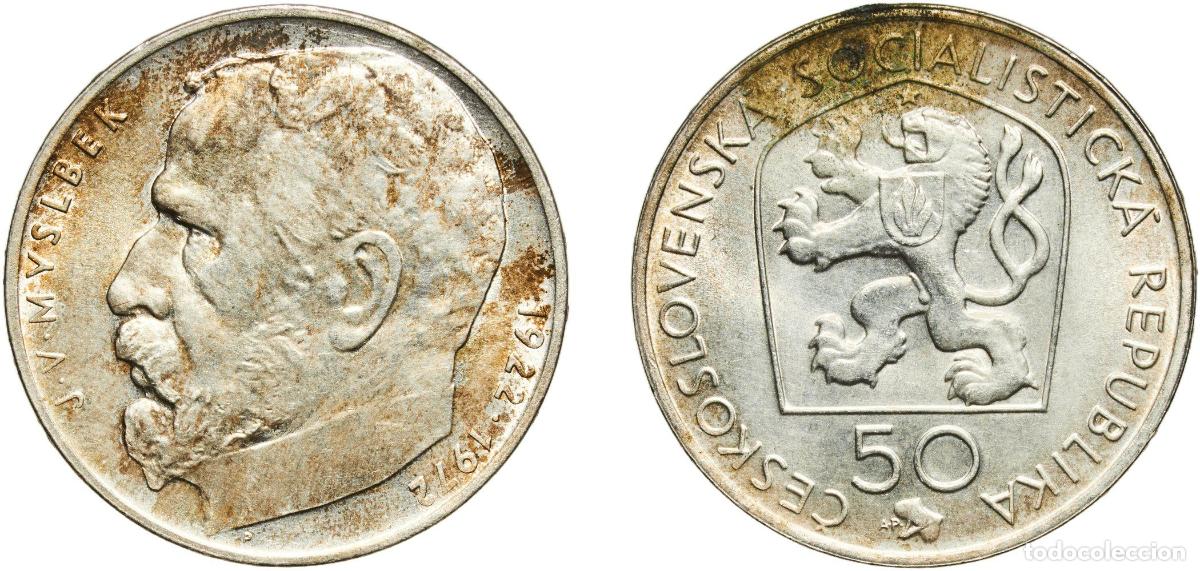 Mat&eacute;riel numismatique: Czechoslovakia Socialist Republic 1972 50 Korun (Death of J.V.Myslbek) Silver (.700) (45000) 12.82g