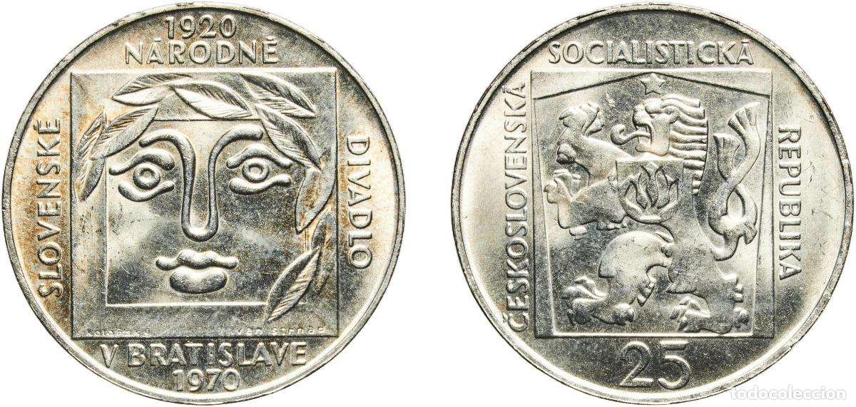Material numism&aacute;tico: Czechoslovakia Socialist Republic 1970 25 Korun (50th Anniversary - Slovak National Theater) Silver