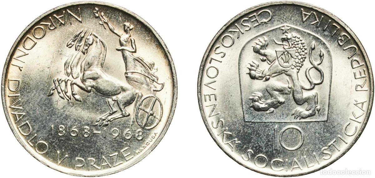 Material numism&aacute;tico: Czechoslovakia Socialist Republic 1968 10 Korun (National Theater) Silver (.500) (55100) 12g UNC K
