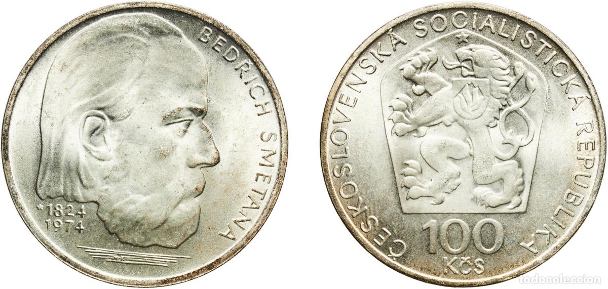 Material numism&aacute;tico: Czechoslovakia Socialist Republic 1974 100 Korun (Bedřich Smetana) Silver (.700) (75000) 15.14g UNC