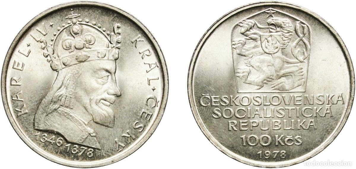 Material numism&aacute;tico: Czechoslovakia Socialist Republic 1978 100 Korun (King Charles IV) Silver (.700) (Copper .300) (900