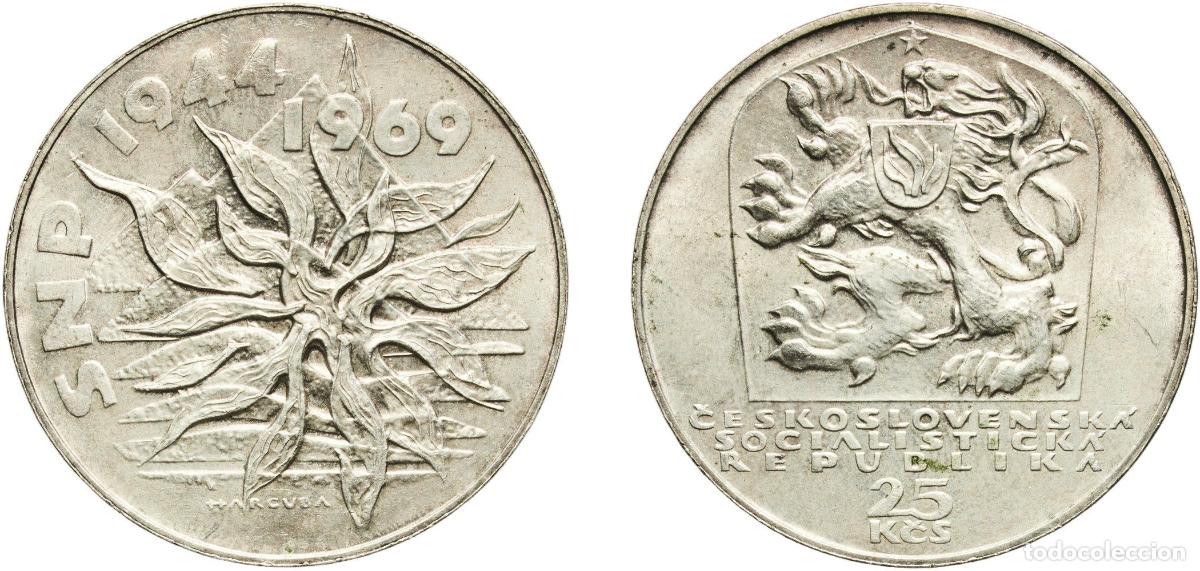 Material numism&aacute;tico: Czechoslovakia Socialist Republic 1969 25 Korun (1944 Slovak National Uprising) Silver (.500) (2500