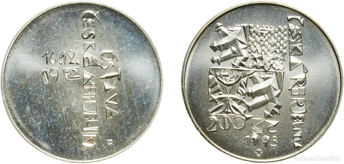Material numism&aacute;tico: Czech Republic 1993 200 Korun (Constitution) Silver (.900) Vienna Mint (30000) 12.96g UNC KM 10 Sc