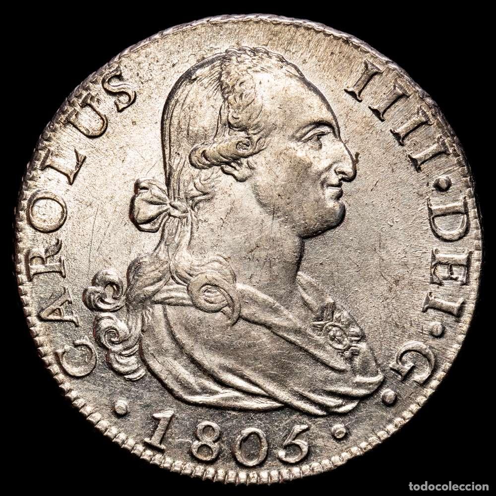 Material numism&aacute;tico: Carlos IV (1788-1808). 8 reales. 1805. Madrid. FA. (Cal-943). Ag. 27,16 gramos. SC-.