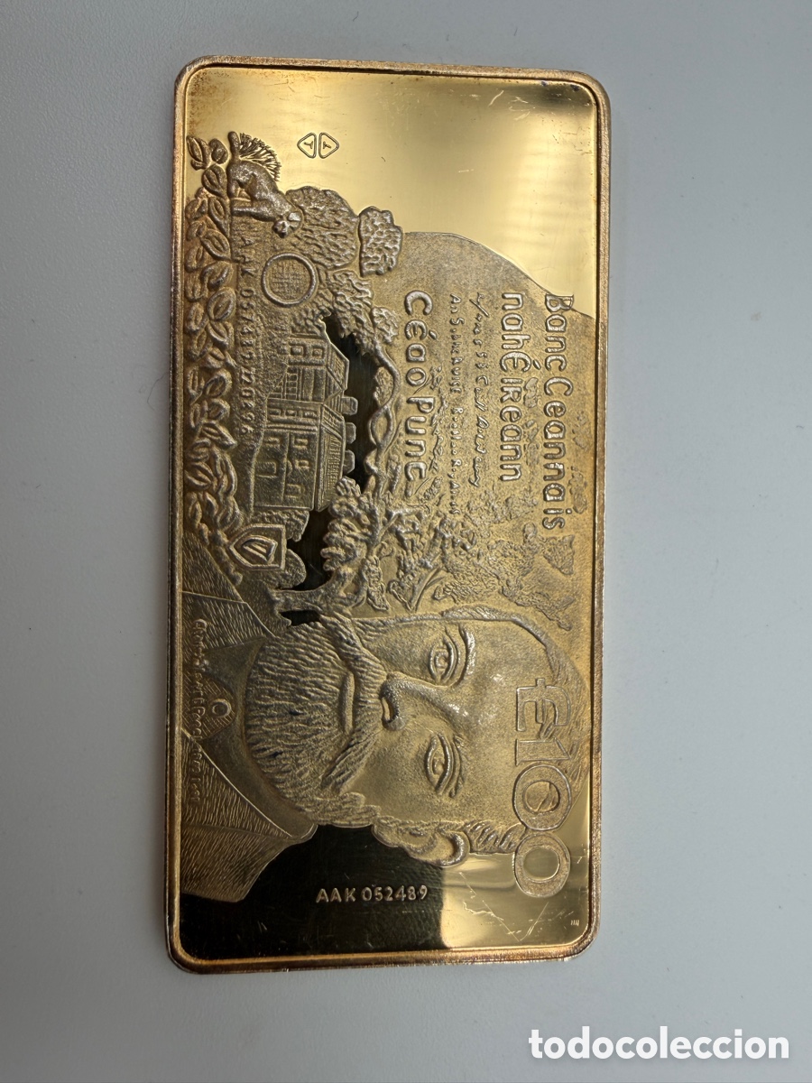 Mat&eacute;riel numismatique: Lingote conmemorativo de plata de ley 925 chapado en oro &ndash; Billete de 100 Punt