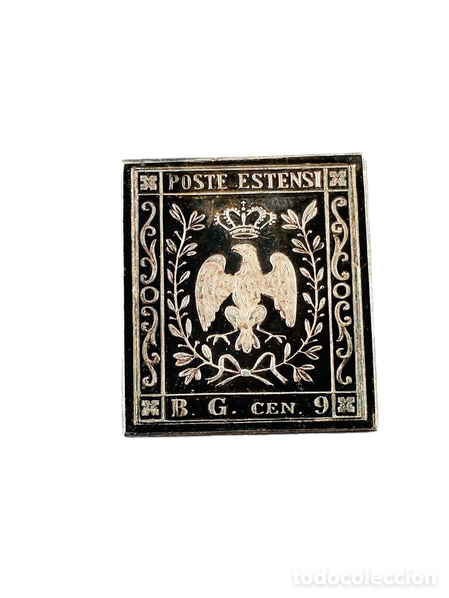 Mat&eacute;riel numismatique: Poste Estensi &ndash; Bollo Gazzette 9 Centesimi (1853) &ndash; R&eacute;plica en plata pura 999