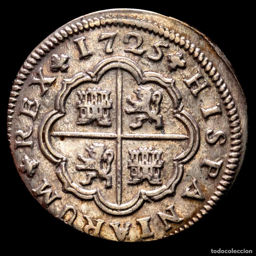 Material numism&aacute;tico: Felipe V (1700-1746). 2 reales. 1725. Sevilla. J. (Cal-983). Ag. 5,96 g. MBC+.