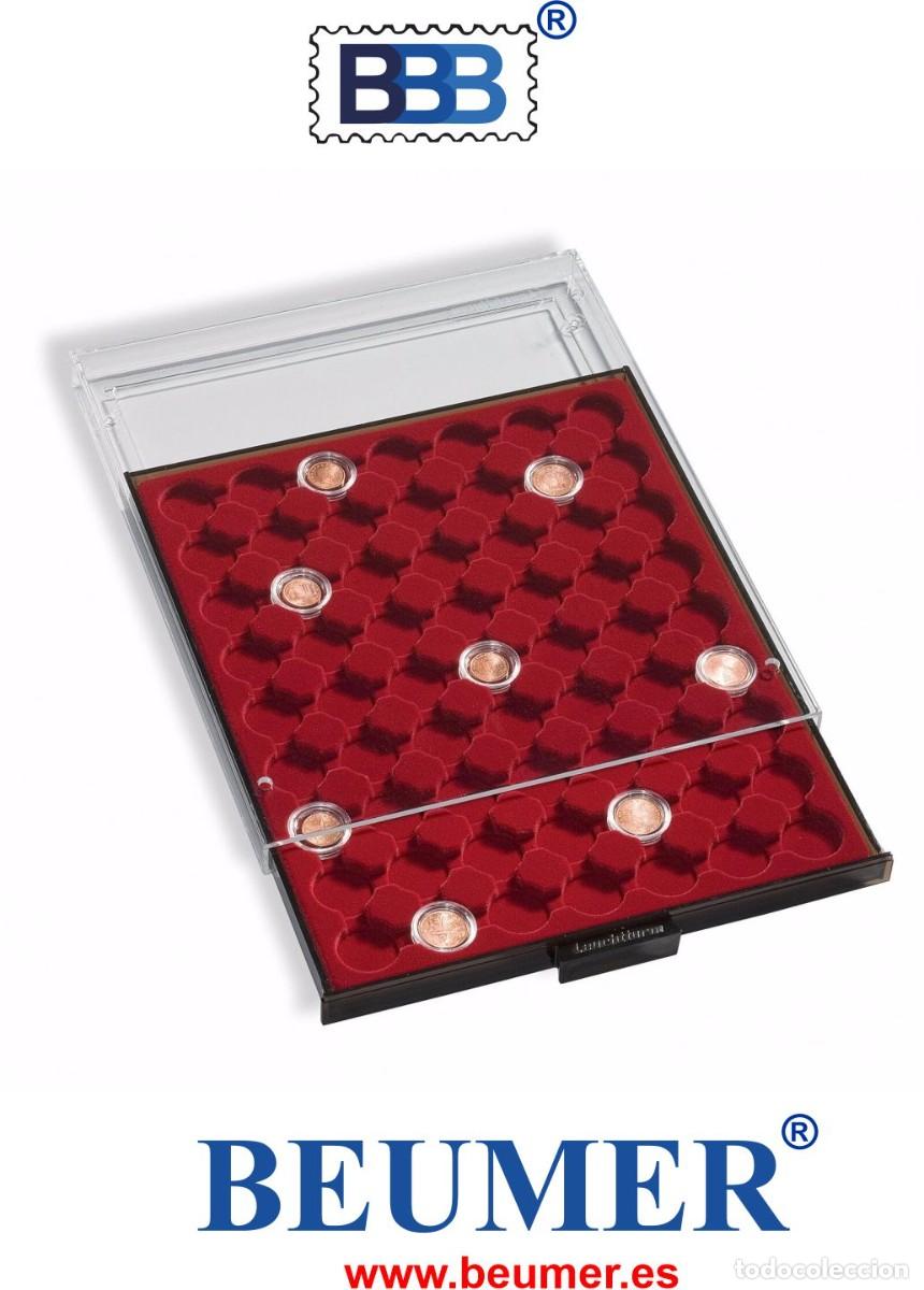 Material numism&aacute;tico: Bandeja r&iacute;gida apilable para monedas. Modelo a elegir.