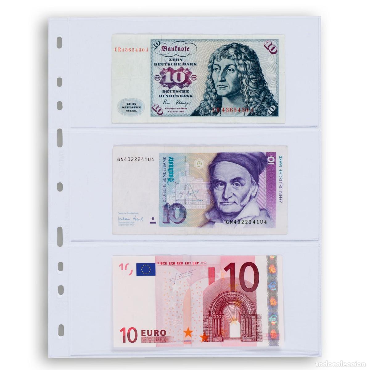 Material numism&aacute;tico: 1000 Hojas para billetes 3 Departamentos. BBB. Calidad extra. NO da&ntilde;a monedas. Compatibles Universal