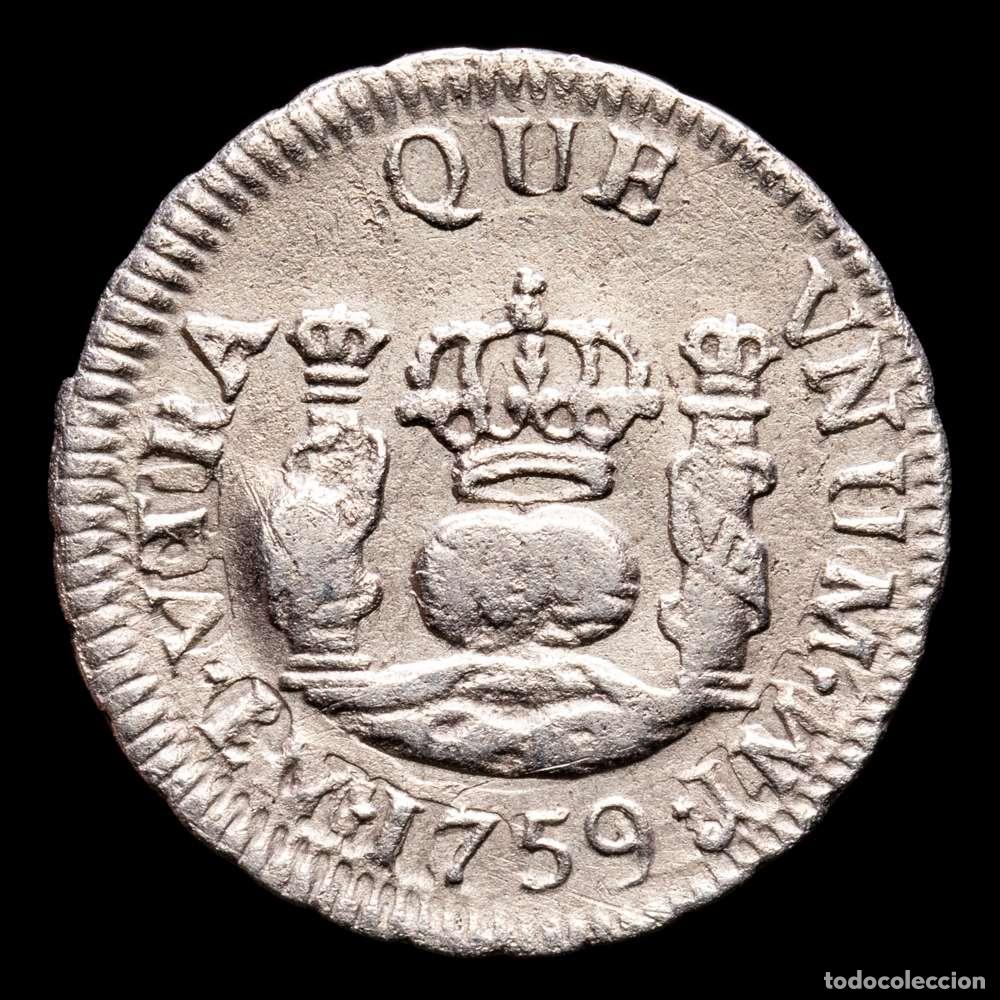 Material numism&aacute;tico: Fernando VI. 1/2 Real. (1,61 g.). Lima. 1759. Ensayadors J&middot;M. Aureo y Calico-63. MBC+. Muy escasa.