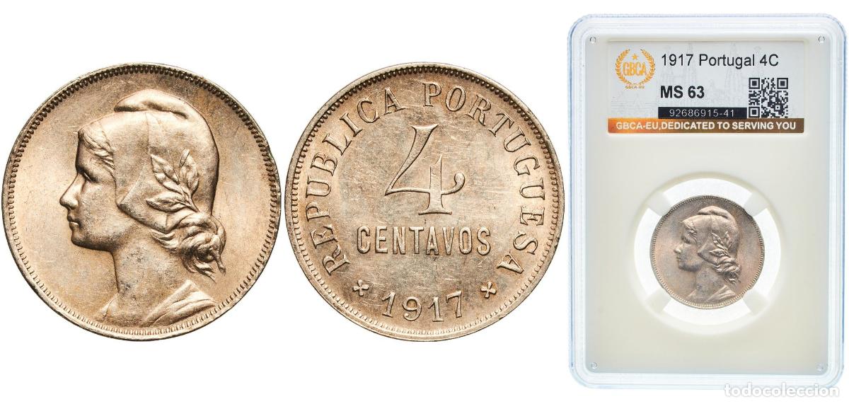 Material numism&aacute;tico: Portugal First Republic 1917 4 Centavos Copper-nickel (Cu 750 + Ni 250) Lisbon Mint (4961000) 7g GB