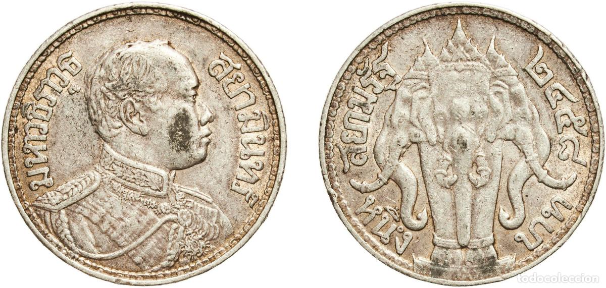 Material numism&aacute;tico: Thailand Kingdom of Siam 2458 (1915) 1 Baht - Rama VI Silver (.900) (5000000) 15g XF Y 45