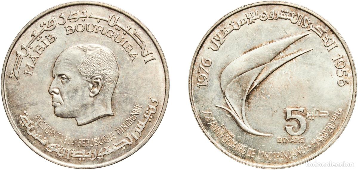 Material numism&aacute;tico: Tunisia Republic 1976 5 Dinars (Independence 20th Anniversary) Silver (.680) Royal Mint (201000) 23