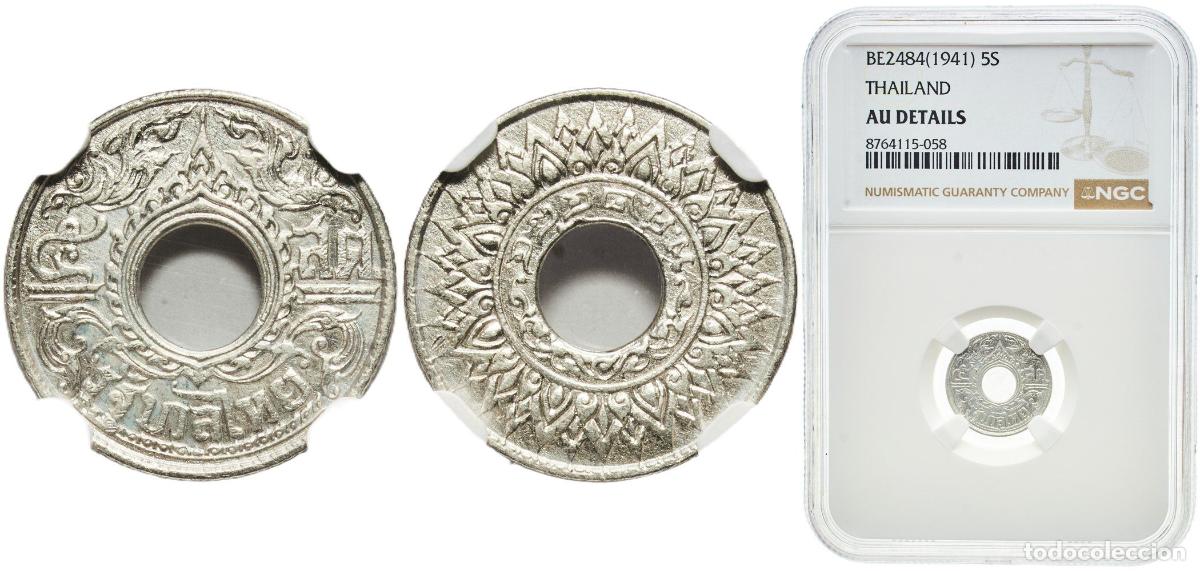 Material numism&aacute;tico: Thailand Kingdom BE2484 (1941) 5 Satang - Rama VIII Silver (.650) 1.5g NGC AU Y 55