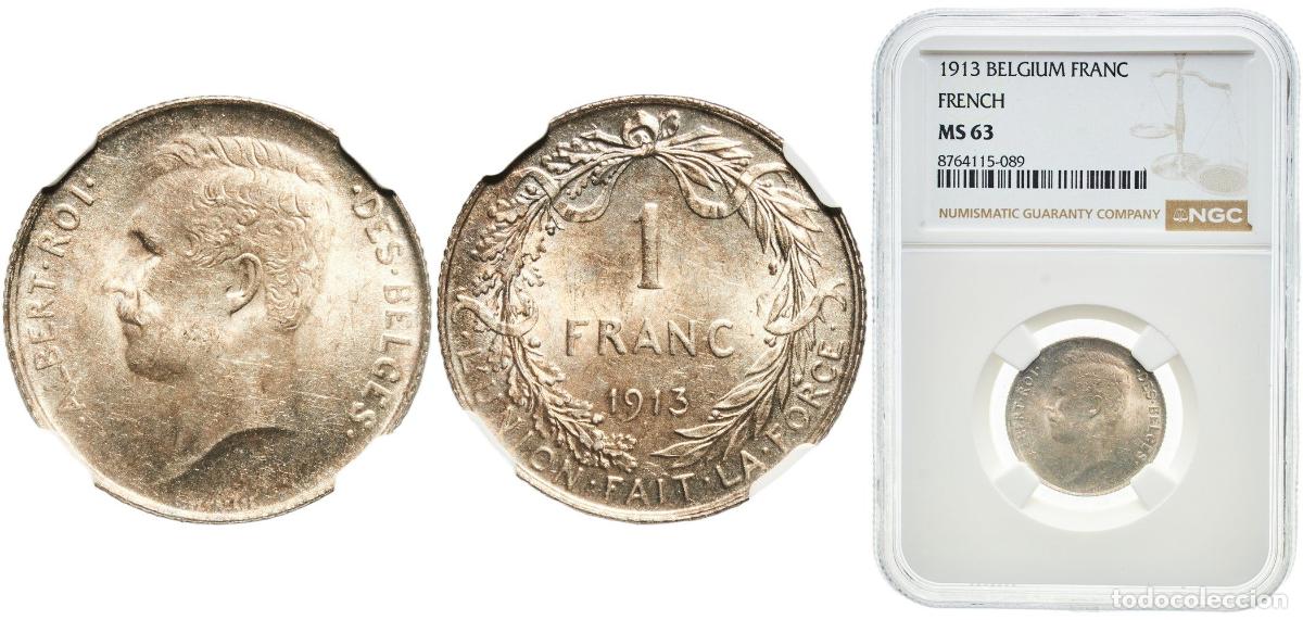 Material numism&aacute;tico: Belgium Kingdom 1913 1 Franc - Albert I (French text) Silver (.835) (16.5% copper) (3000000) 5g GBC
