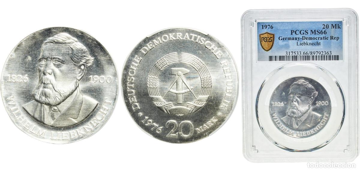 Material numism&aacute;tico: Germany German Democratic Republic Democratic republic 1976 A 20 Mark (Wilhelm Liebknecht) Silver (